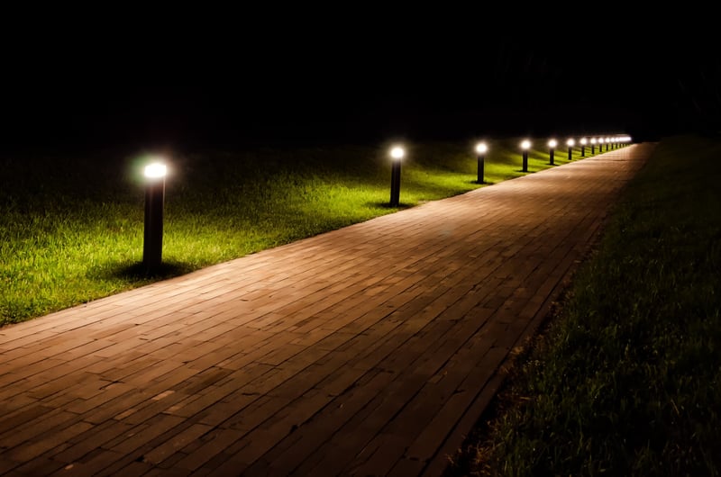 Elegant sidewalk with deck lights