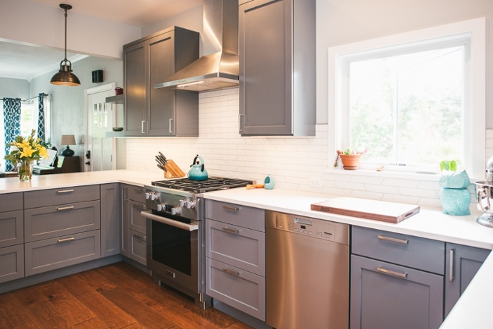 Gray kitchen cabinets